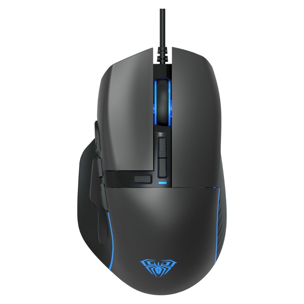 Aula F808 RGB Optical Wired Gaming Mouse with 4-Speed DPI, USB Computer Mouse for PC, Laptop, Black
