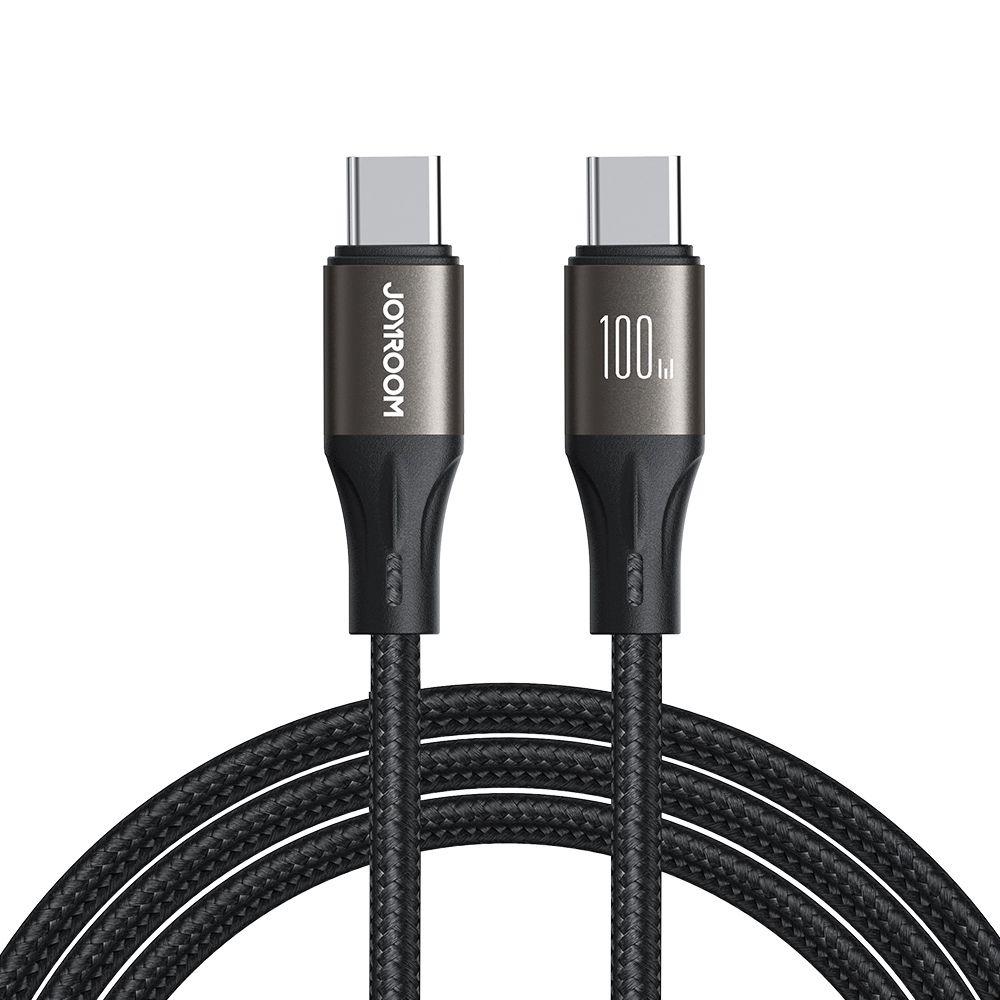 Joyroom USB Type-C to Type-C 100W Fast Charging and Data Cable, Nylon Braided Charger for iPhone, iPad, 1.2m, Black