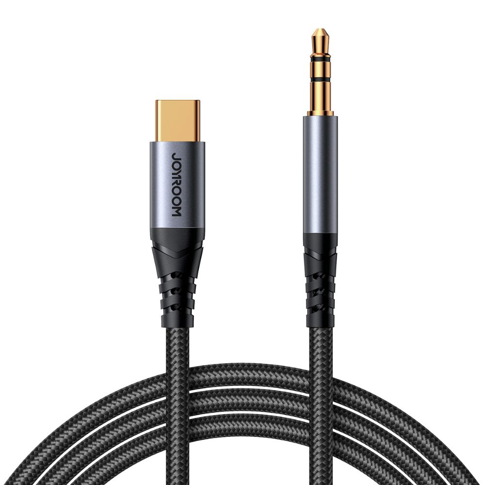 Joyroom SY-A07 AUX Audio Cable USB Type-C to 3.5mm Jack Connector, HiFi Sound, iPhone 15/ 16, Android, 1.2m, Black